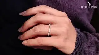 🧿Pave Set Band Notch Band Moissanite Wedding Band 1.5mm Pave Ring 14K Gold Wedding Bands Women 👀✨