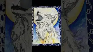 A WOLF IN A FULL MOON #wolf #fullmoon #painting #sketching #artist