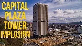 Drone's view before, during, and after the Capital Plaza Tower implosion. (4K)