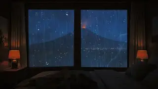 Cozy Cabin Night Rain Ambience With Mountain View and Storm Sounds