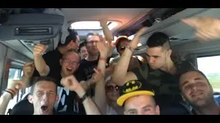 Ambiance dans le bus VIP de Festimove / Trip & Teuf lors du voyage Q-Base 2014