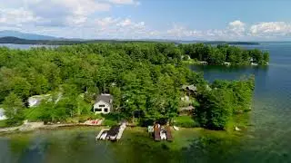 Governor's Island on Lake Winnipesaukee, NH - Drone Aerial View