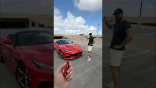 POV: muscle car guy drives a Ferrari