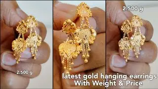 latest gold hanging earrings with price 2022/light weight gold earrings designs with weight & price