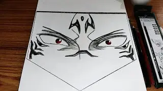 Easy Sukuna Eye Drawing Step by Step | Simple Anime Eye Sketch for Beginners