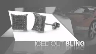 3D Box Kite L Black CZ Micro Pave Earrings