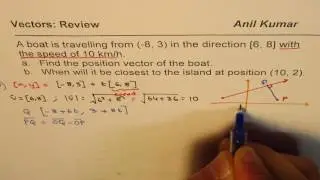Write Velocity Vector and Find Position for Boat to be Closest to Island