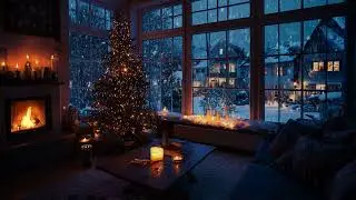 Peaceful Fireplace & Piano Harmony | Winter Snow Ambience for Calm Nights