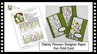 Dainty Flowers Designer Paper Fun Fold Card with Free PDF Download