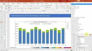Chart 80 | Stacked Column Chart with 2 Y Axis for Numeric and Percent Values