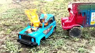 Sand Truck Rescue with RC Crane Kids toy #constructiontoys #jcb #toys #excavator 