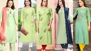 PistaGreen Kurti Designs/Kurti Combination Suits#Pista Green#Beautiful Colour Combos