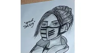 How to draw a girl mask easy//Sketch of a face mask girl ( Girl drawing picture step by step