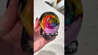 Forever Rainbow Rose Preserved in Resin Skull