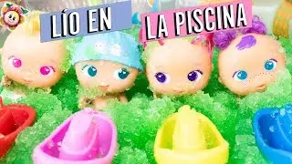🍓 BEB&Eacute;S BELLIES y el L&iacute;o en la piscina! Los peque&ntilde;os juegan al escondite en su ba&ntilde;era 🌈 allberca!