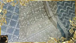 New arrivals cotton net arr embroidery mirror shirt and dupta