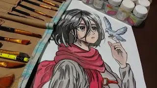 How to draw Mikasa Drawing with water colour 