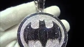 Master Of Bling Lab Simulated Diamond Custom Black & White Batman Iced Out Pendant Bling Bling