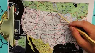 Tracing a Map of North America & Naming Cities (ASMR)