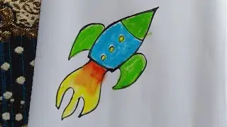 How to draw a rocket/colour art step by step for kids