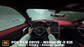 POV: Nissan GT-R R35 in Heavy Rain | Intake & Exhaust Sounds