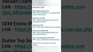 Todays IPO Allotement Websites....24/06/2024 #share #ipo #stockmarket