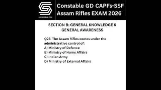 Constable GD CAPFs SSF Assam Rifles EXAM 2026 Sample Test #constable #exam #2026 #govtjobs #capf