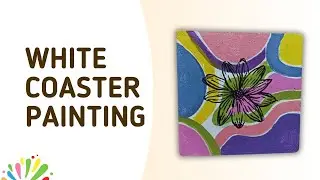 Coaster Painting | How to paint coaster? | Colourful easy square coster painting (Design - 4)