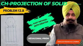 Ch-12 Problem 12.8  Projection of Solid || Engg. Drawing B.tech 1st year