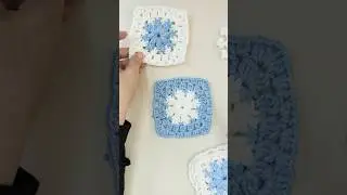 Snowflake granny square❄️#crochet #grannysquare #christmas #crochettutorial #dress #crochetbag