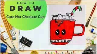How to Draw a Cute Hot Chocolate Cup for Kids #drawingforkids #christmas #christmasdrawingideas