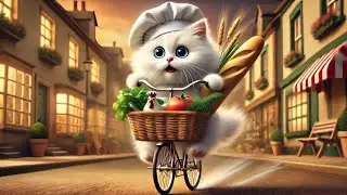 Fluffy White Chef Cat's Cooking Adventure | Cute and Funny Cat Video.