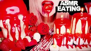ASMR HALLOWEEN EDIBLE BLOOD, CHOCOLATE MELTING SKULL, CANDLE CAKE, MARSHMALLOWS | MUKBANG 먹방