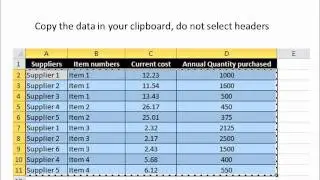 Reduce costs - RFQ analysis tool - data upload tutorial