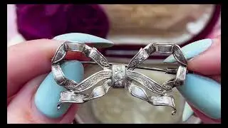 Edwardian Engraved Silver Bow Brooch #8526