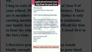 Application financial help from the poor fund || help from the poor fund #application #formalletter