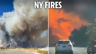 Wildfires erupt near wealthy New York enclave filling sky with smoke
