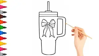 Easy sipper tumbler drawing for kids 🥤🎀 cute, fun and simple coloring activity for toddlers