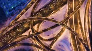 Free 4K Ultra HD Video Templates: Illuminated Road Junction And Cars Traffic