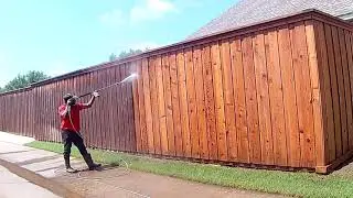 Pressure Washing an 8' Fence in Texas.