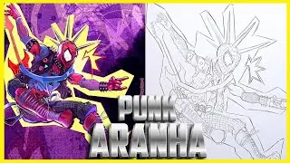 COMO DESENHAR O  PUNK ARANHA DO FILME HOMEM ARANHA ATRAVES DO ARANHA VERSO - TUTORIAL/PASSO A PASSO