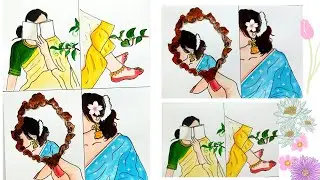 Traditional Aesthetic Girl Painting 🌸| Book Reading Art | Easy Poster Colour Painting 🖌️