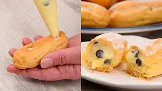 Мини-эклер с кремом и шоколадной крошкой: просто и вкусно!