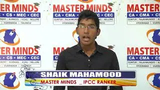 SK MAHAMOOD   CA IPCC ALL INDIA RANKER   MASTER MINDS CA ACADEMY STUDENT