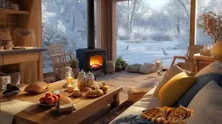 Cozy Winter Room for Deep Relaxation | Winter Instrumental Piano Music & Fireplace Sounds