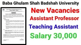 New Recruitment New Post Assistant professor Teaching Assistant Baba Ghulam Shah Badshah University.