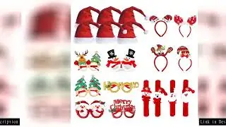 Christmas Reindeer Antlers Glasses Santa Hat Set Adult Children Gift Santa Claus Hat Snowman Headban