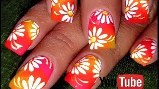 DIY Neon Daisy Nails | Hot Flower Nail Art Design Tutorial
