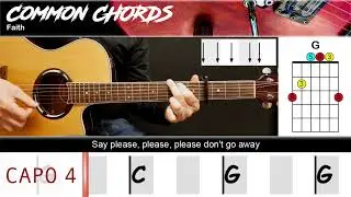 Faith (Capo Version) - George Michael | EASY GUITAR LESSON | Scrolling Chords & Lyrics