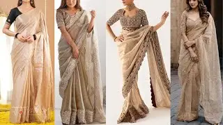 All Time Trending Beige colour Special Saree Design Ideas for Girls 2025